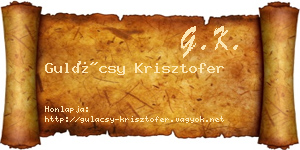 Gulácsy Krisztofer névjegykártya